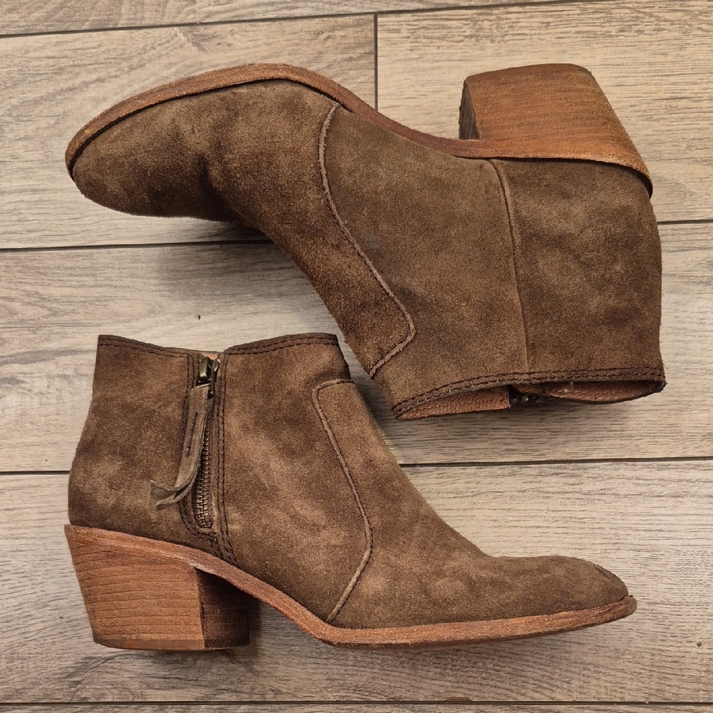 MADEWELL Olive Brown Leather Casual Women’s Sz 8.5 Side Zip Booties Ankle Boots
